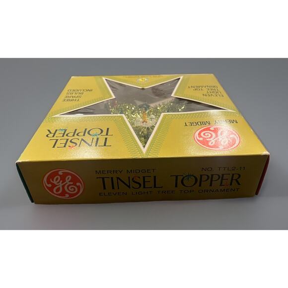 NEW! VTG GE Tinsel Topper Merry Midget Christmas Star Tree Gold Lights Decor - Picture 7 of 8